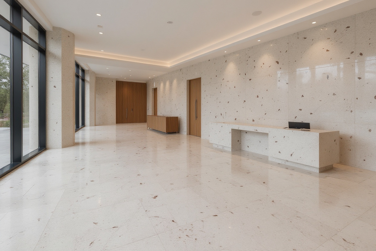 Fossil Limestone hotel lobby flooring and cladding