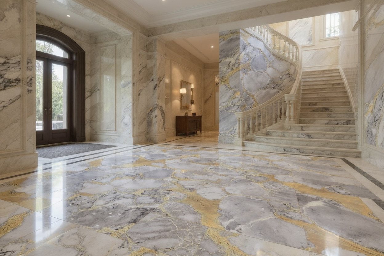Sovereign Grey Marble entrance hall flooring
