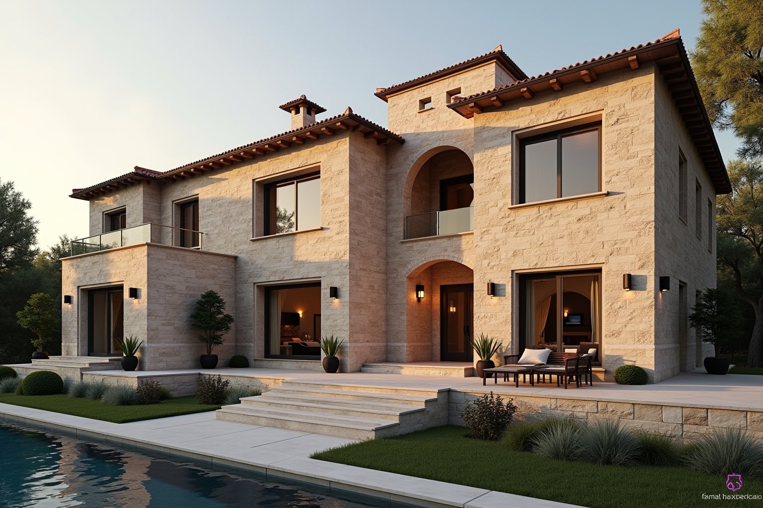 Turkish limestone on a completed project